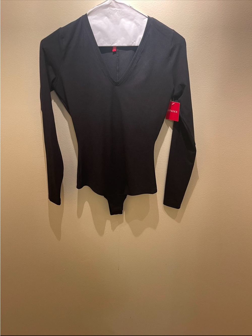 Spanx Women's Black V-Neck Long Sleeve Bodysuit (XS-NWT)